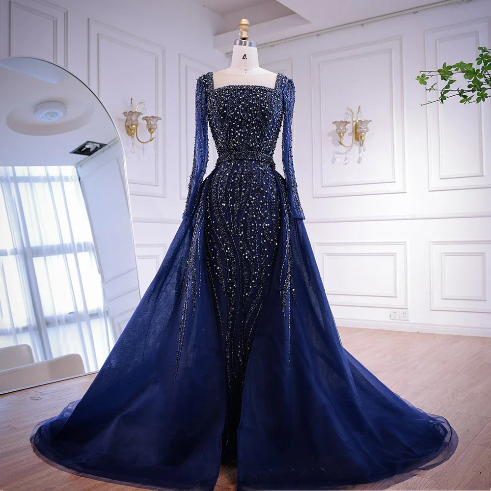 Luxury Green Mermaid Evening Dress with Overskirt LA72710