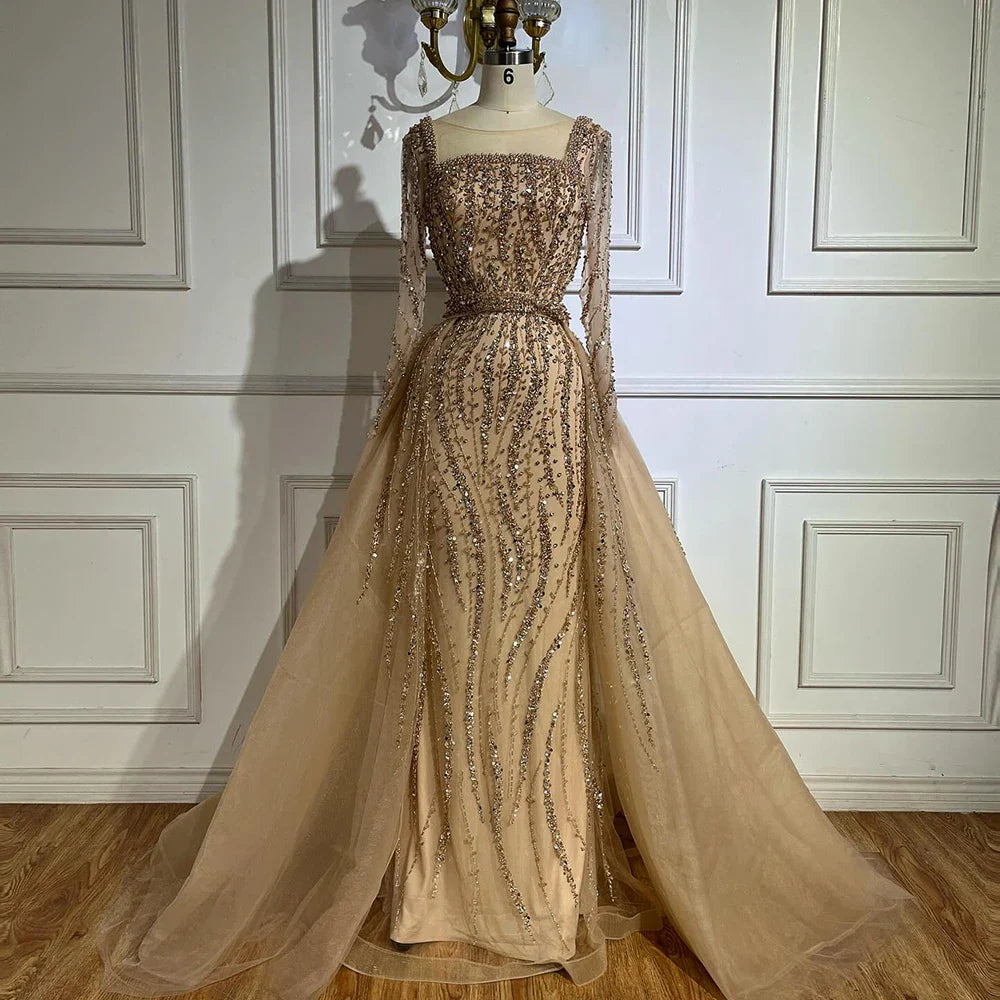 Luxury Green Mermaid Evening Dress with Overskirt LA72710