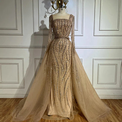 Luxury Green Mermaid Evening Dress with Overskirt LA72710