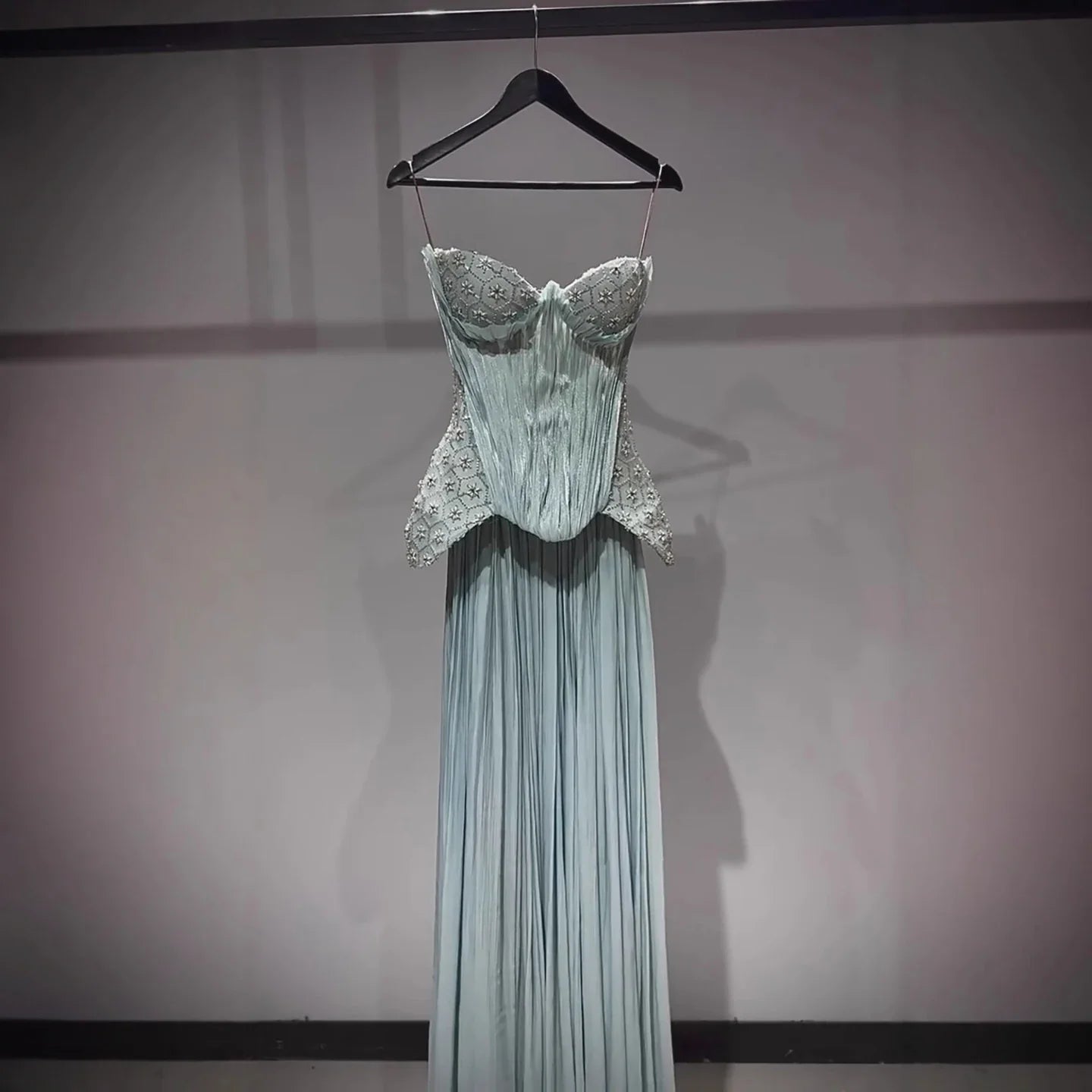Luxury Sage Green Two Pieces Corset Evening Dress LA73360