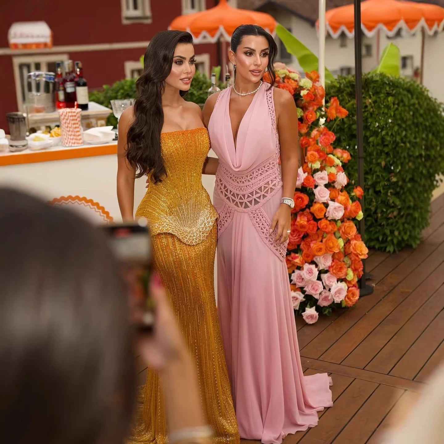 Wasisi Arabic Orange Two Pieces Corset Evening Dress LA73444