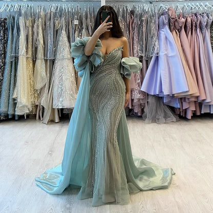 Luxury Red   Mermaid Evening Dress with Cape LA72896