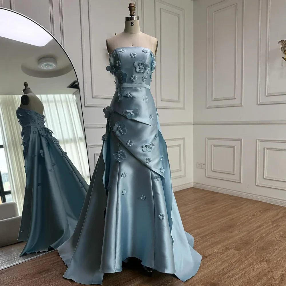 Luxury Pink Ruched Appliques Satin Mermaid Evening Dress Gown Lace-Up Back for Formal Occasion LA72740