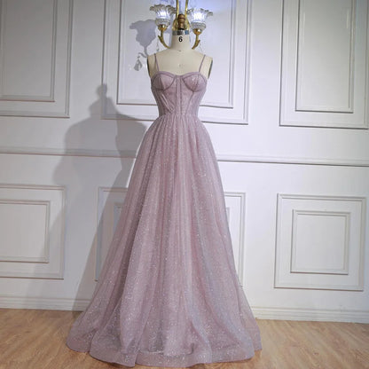 Luxury Pink Glitter A Line Evening Dress with   Bodice LA73017