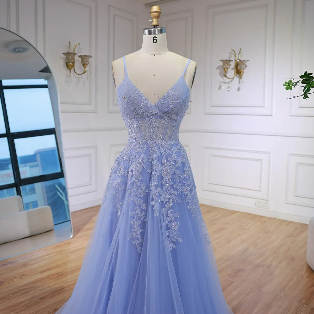 Luxury Pink Tulle A Line Prom Dress with Appliques LA73009