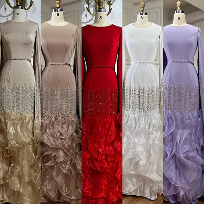 Luxury Mermaid Nude Evening Dresses with Cape Sleeves LA72317A