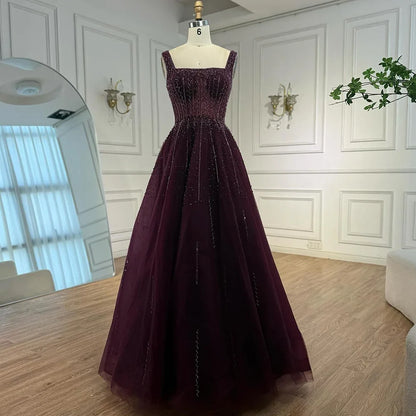 Purple Luxury Square Evening Dresses Arabic Gowns For Party Prom Dress Party LA72857