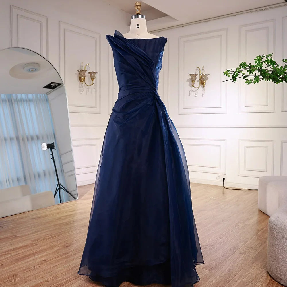 Burgundy Elegant A-Line Evening Dress with Draped Shoulder LA72944