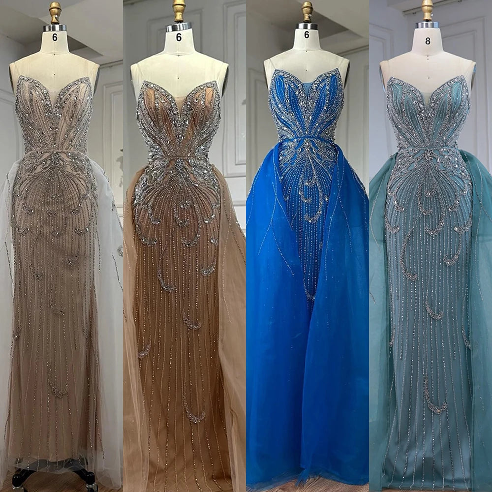 שמלת ערב טורקיז יוקרתית בתולת ים עם חצאית עליונה LA72880 