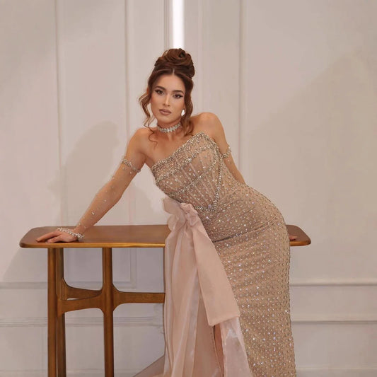 Luxury Dubai Crystal Mermaid Evening Dress with Skirt LA73220