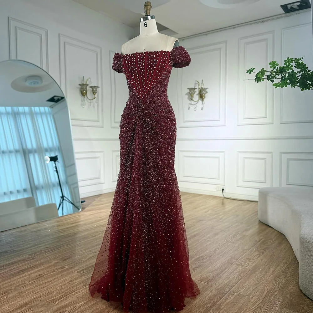 Luxury Designer Beaded Mermaid Evening Dresses Elegant Formal Gown LA72905