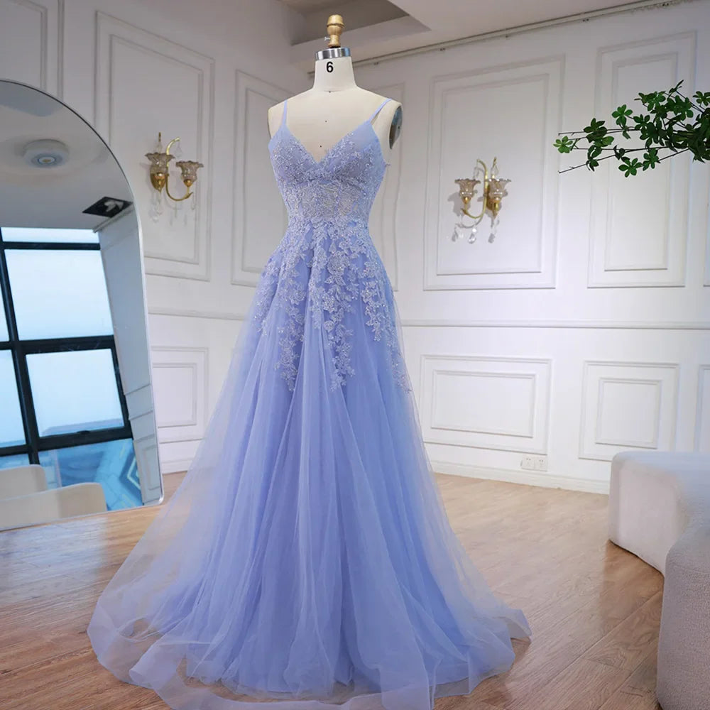 Luxury Pink Tulle A Line Prom Dress with Appliques LA73009