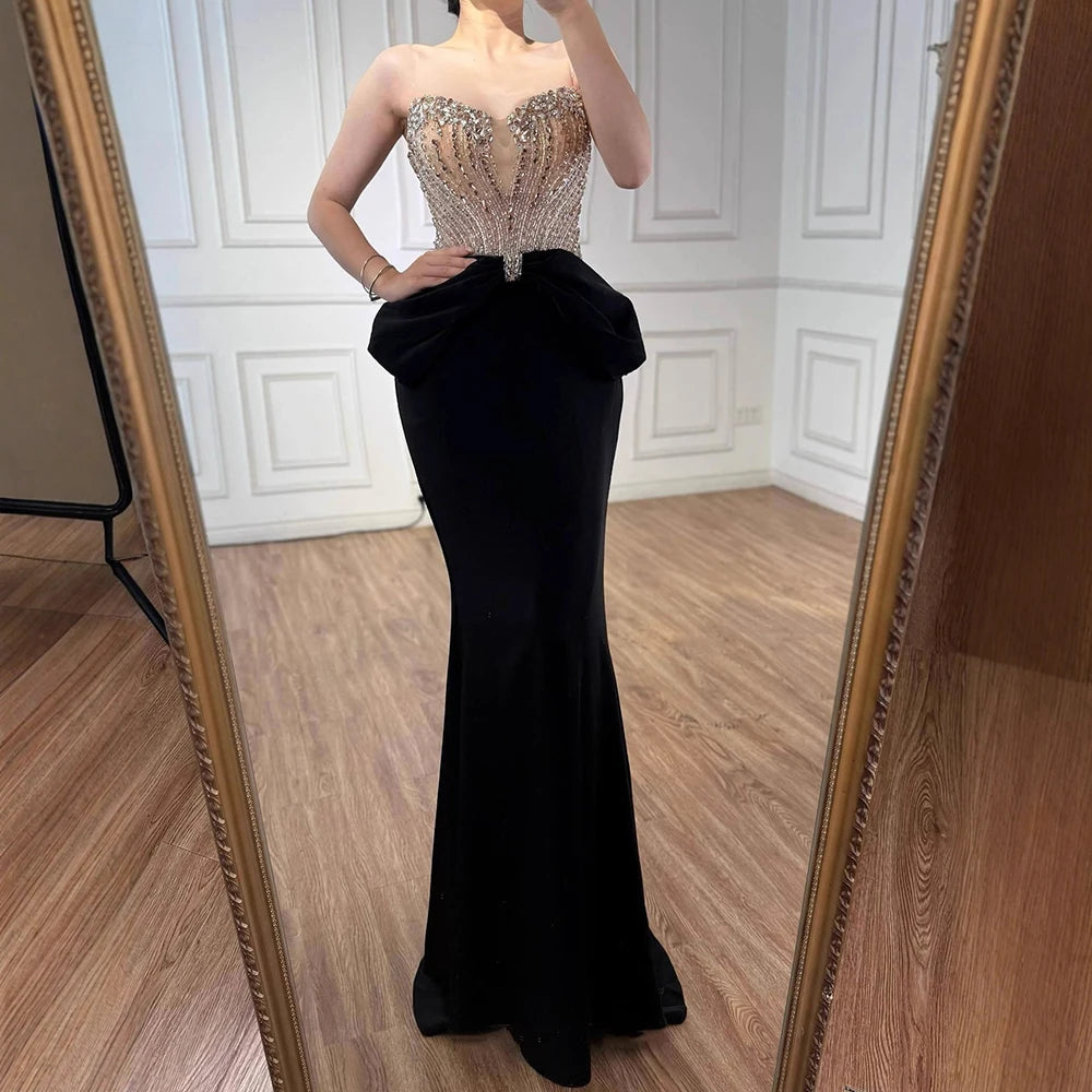 Luxury Red Satin Evening Dress with Bow Designer Gown LA73060