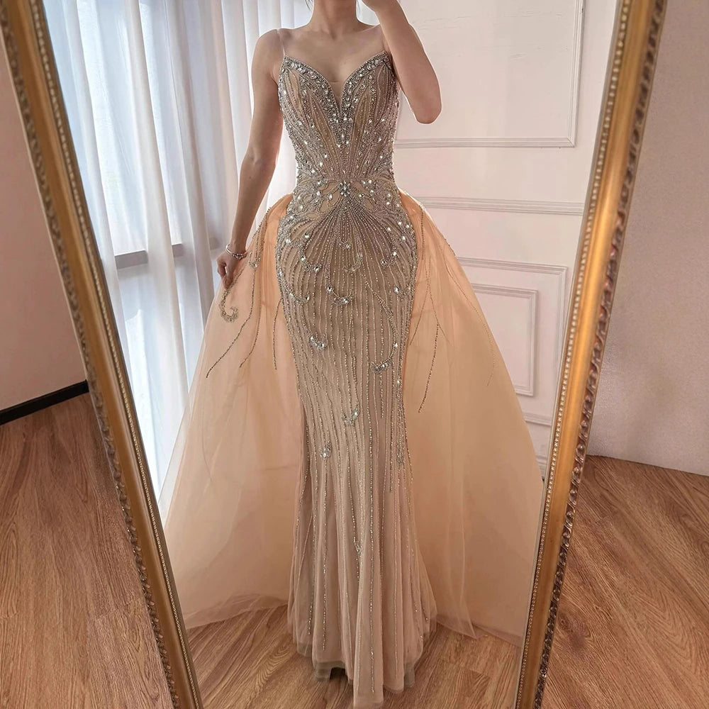 שמלת ערב טורקיז יוקרתית בתולת ים עם חצאית עליונה LA72880 