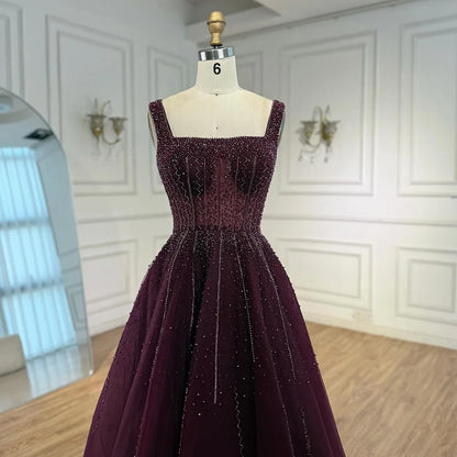 Purple Luxury Square Evening Dresses Arabic Gowns For Party Prom Dress Party LA72857