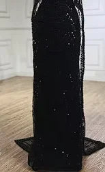 Luxury Dubai  Muslim Sage Green Pearls  Evening  Dress With Cape Plus Size LA72591