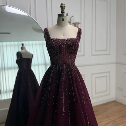 Purple Luxury Square Evening Dresses Arabic Gowns For Party Prom Dress Party LA72857