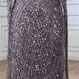 Luxury Turquoise Pearl Arabic Mermaid Evening Dress with Cape Sleeves LA72590A
