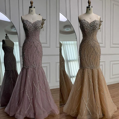Luxury Pink Beaded   Mermaid Evening Dress LA73124