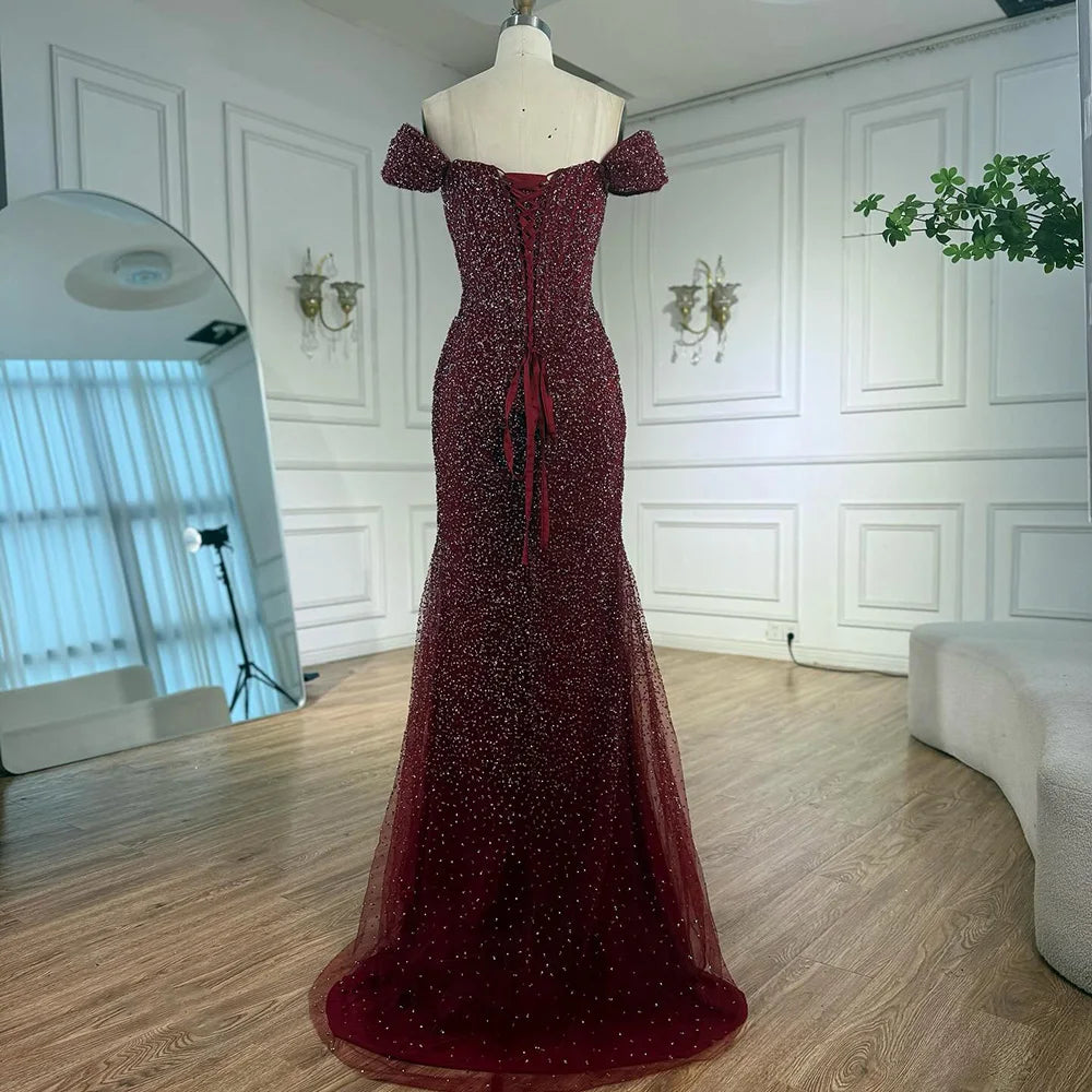 Luxury Designer Beaded Mermaid Evening Dresses Elegant Formal Gown LA72905