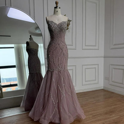 Luxury Pink Beaded   Mermaid Evening Dress LA73124