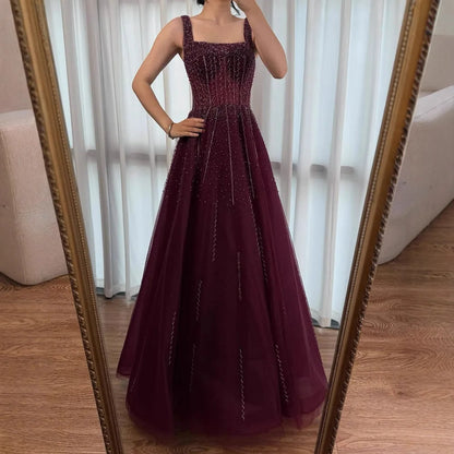 Purple Luxury Square Evening Dresses Arabic Gowns For Party Prom Dress Party LA72857