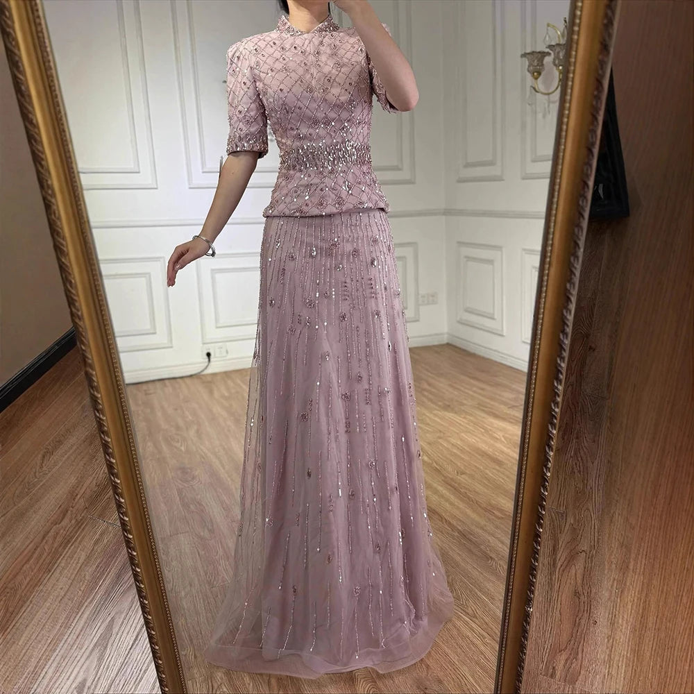 Luxury  Designer Arabic Pink Evening Dress LA72955