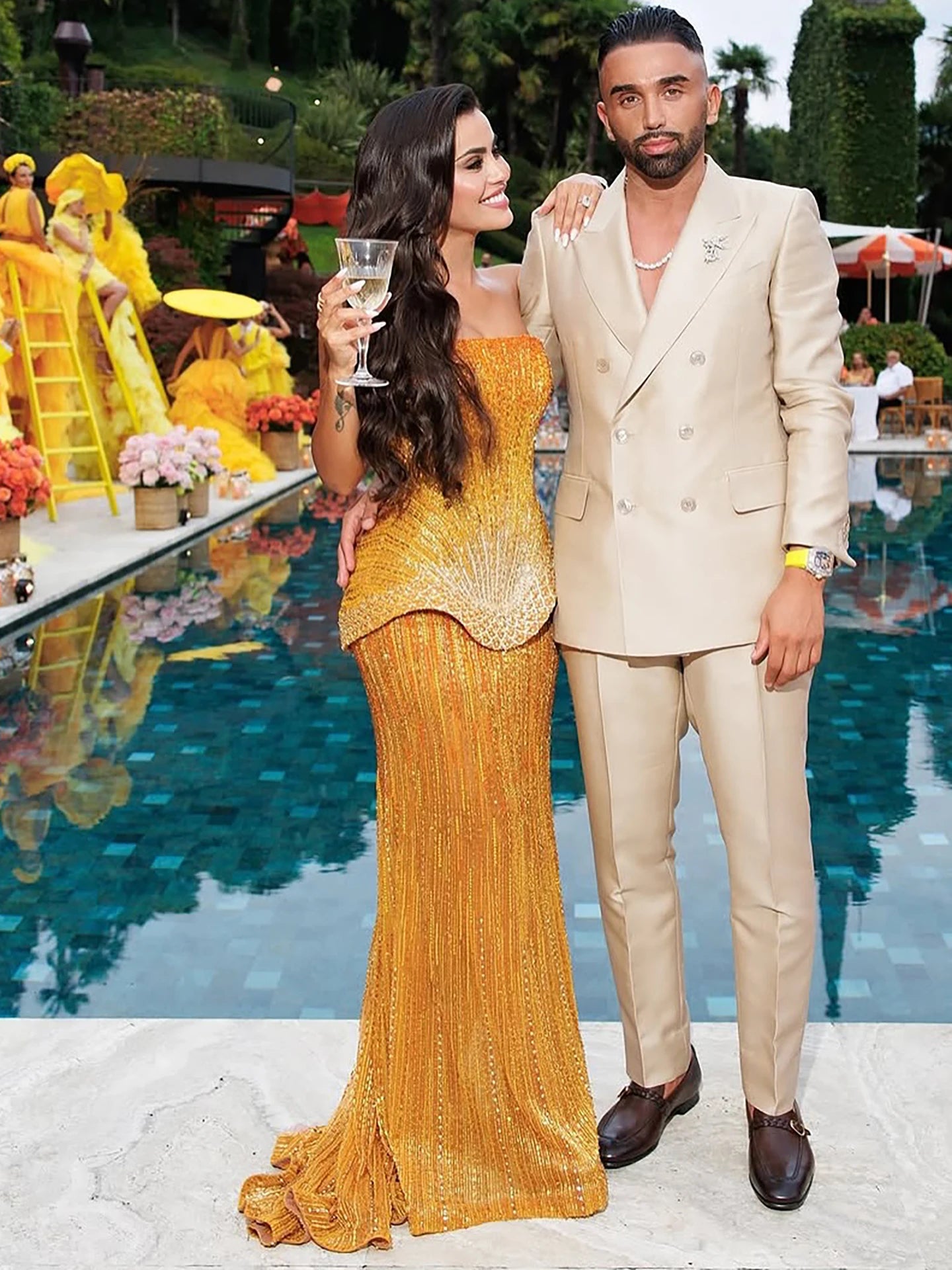 Wasisi Arabic Orange Two Pieces Corset Evening Dress LA73444