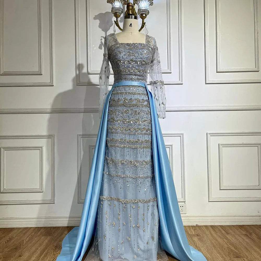 Luxury Sage Green Arabic Mermaid Evening Dress Dubai LA72126A