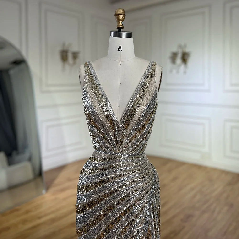Luxury Green Beaded Mermaid Prom Dress with Split LA72613