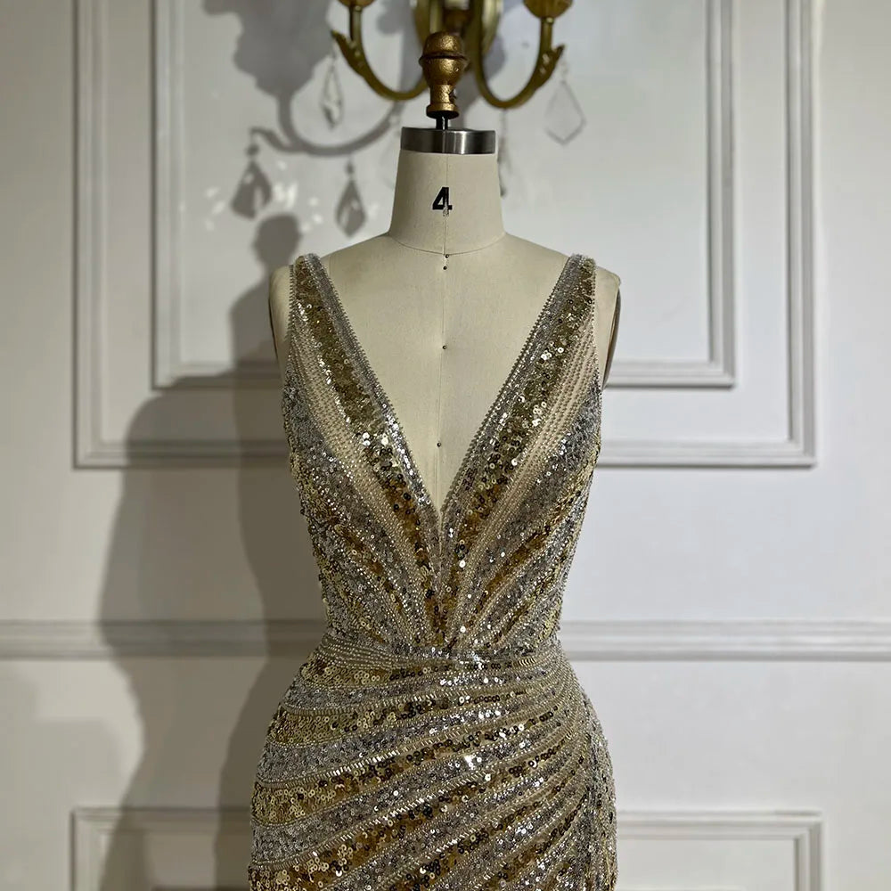 Luxury Green Beaded Mermaid Prom Dress with Split LA72613
