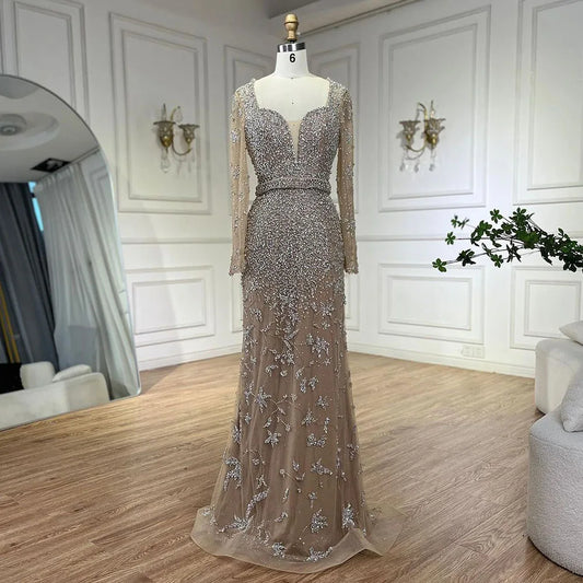 Luxury Caramel Sweetheart Mermaid Evening Dress with Beads LA72465