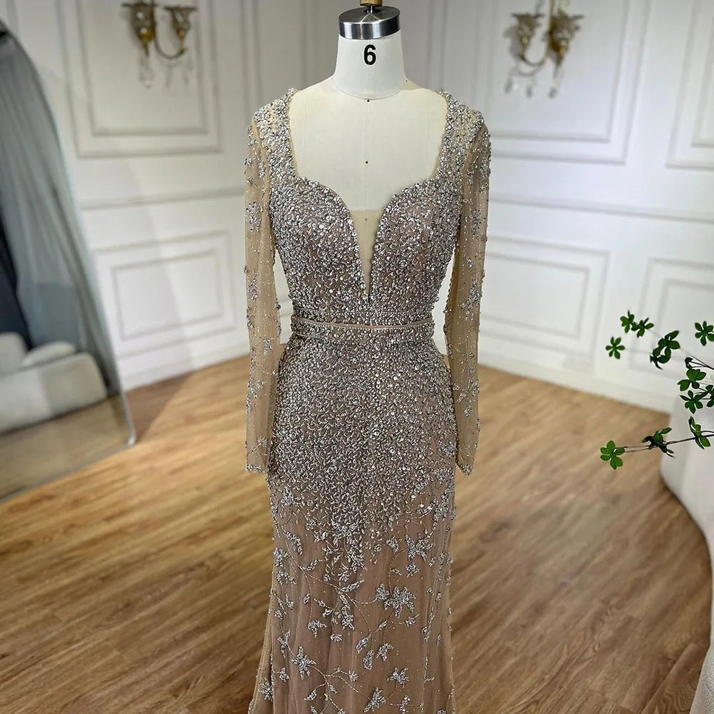 Luxury Caramel Sweetheart Mermaid Evening Dress with Beads LA72465