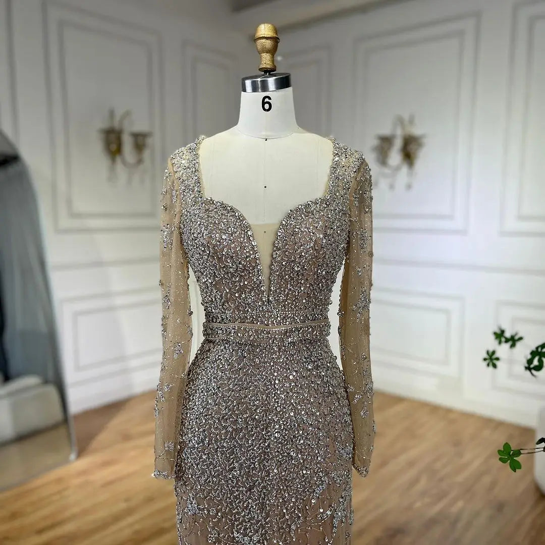 Luxury Caramel Sweetheart Mermaid Evening Dress with Beads LA72465