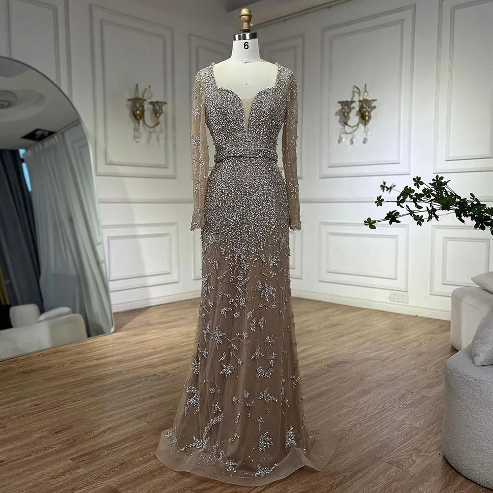 Luxury Caramel Sweetheart Mermaid Evening Dress with Beads LA72465