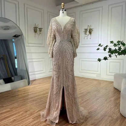 Luxury Arabic Tiffny Mermaid Beaded Evening Dresses Gowns  LA72288A