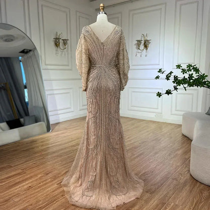 Luxury Arabic Tiffny Mermaid Beaded Evening Dresses Gowns  LA72288A
