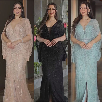 Luxury Arabic Tiffny Mermaid Beaded Evening Dresses Gowns  LA72288A