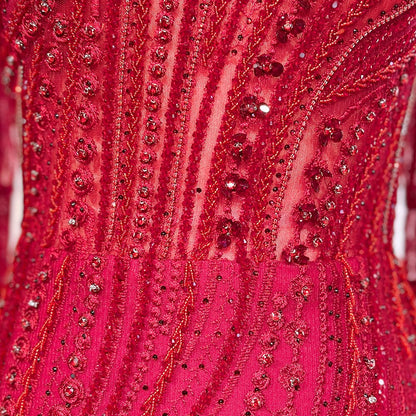 Elegant Wine Red Mermaid Evening Dresses with Long Sleeve LA71838