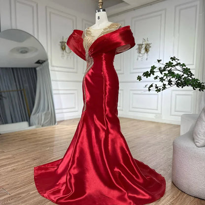 Luxury Designer Lilac Satin Mermaid Evening Dress LA72902