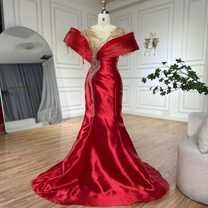 Luxury Designer Lilac Satin Mermaid Evening Dress LA72902