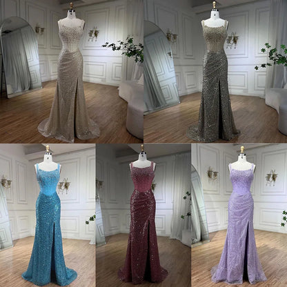Luxury Dubai Beige Mermaid Floor Length Evening Gowns LA72163