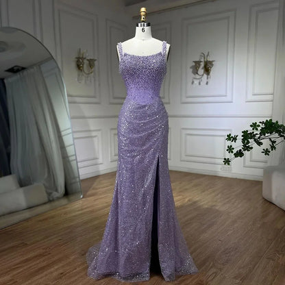 Luxury Dubai Beige Mermaid Floor Length Evening Gowns LA72163