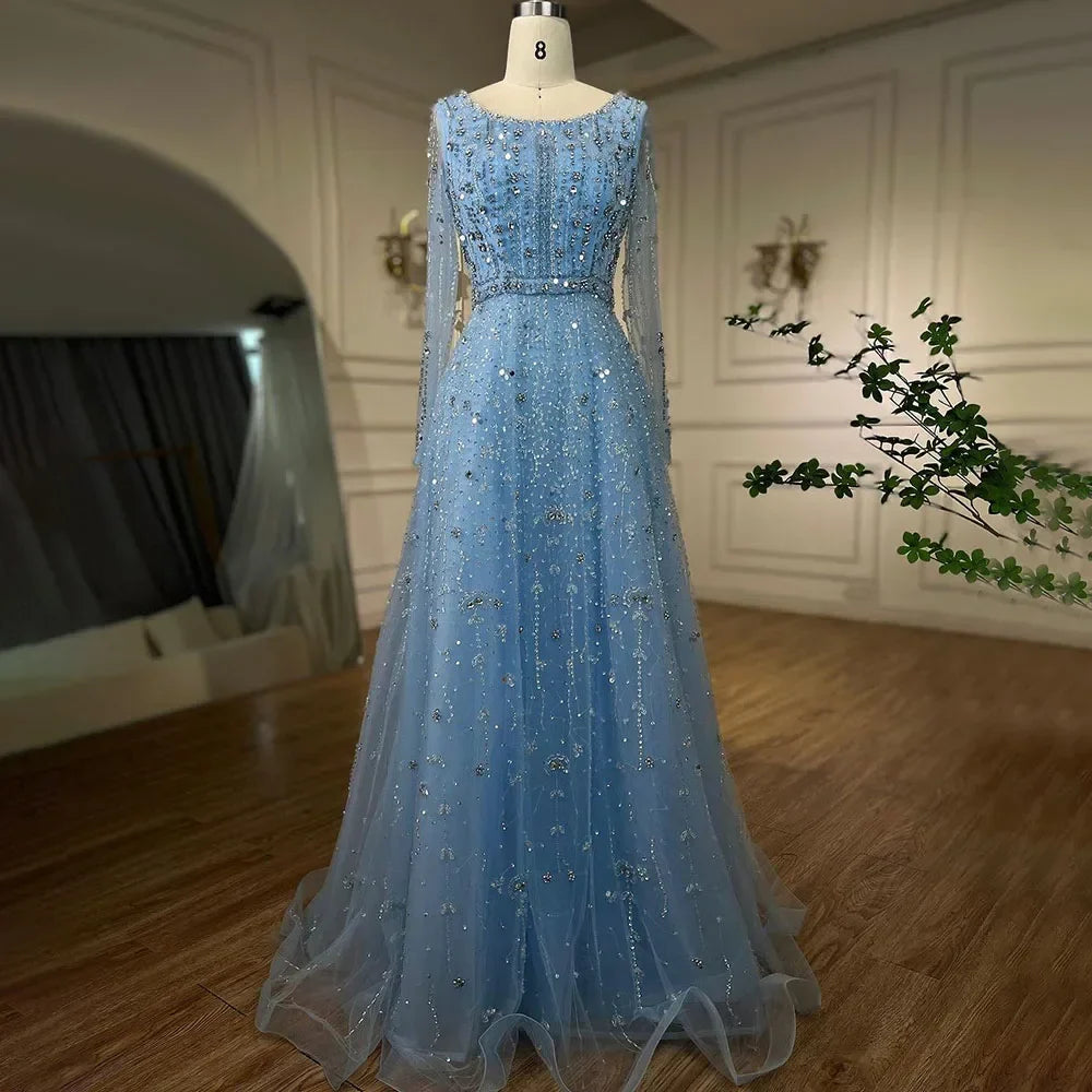 Luxury Nude A Line Beaded Evening Dresses Gowns For Women Wedding Party  LA72088