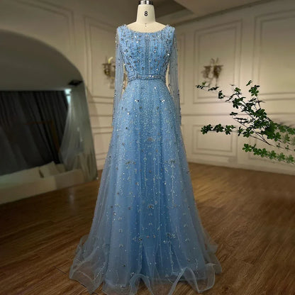 Luxury Nude A Line Beaded Evening Dresses Gowns For Women Wedding Party  LA72088
