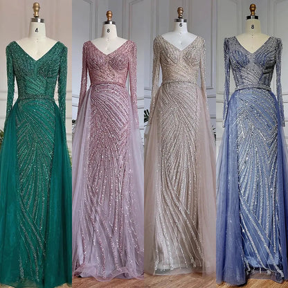 Modest Beaded Luxury Evening Dresses with Detachable Skirt LA71750