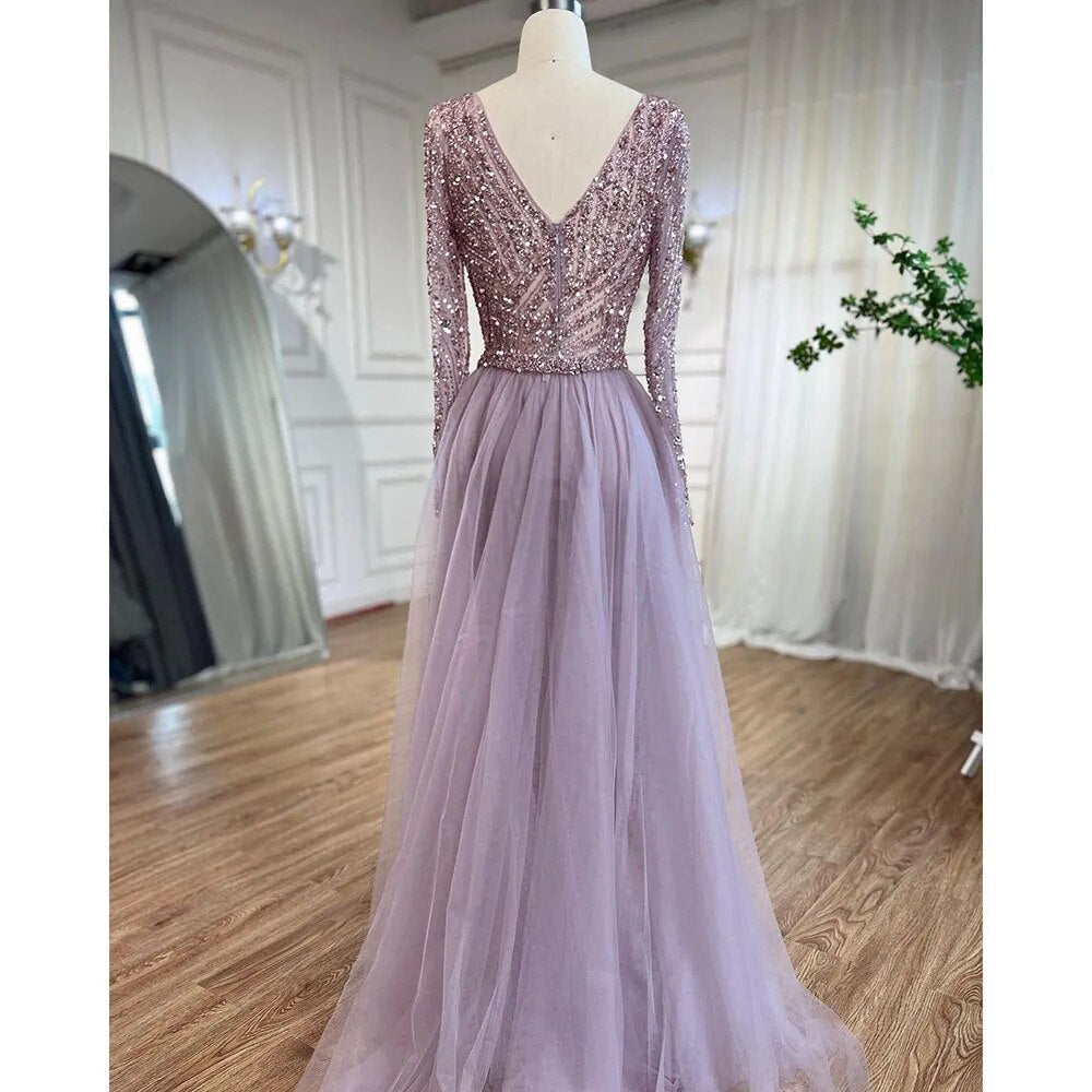 Modest Beaded Luxury Evening Dresses with Detachable Skirt LA71750