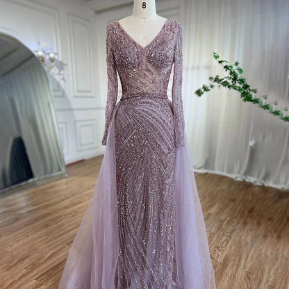Modest Beaded Luxury Evening Dresses with Detachable Skirt LA71750