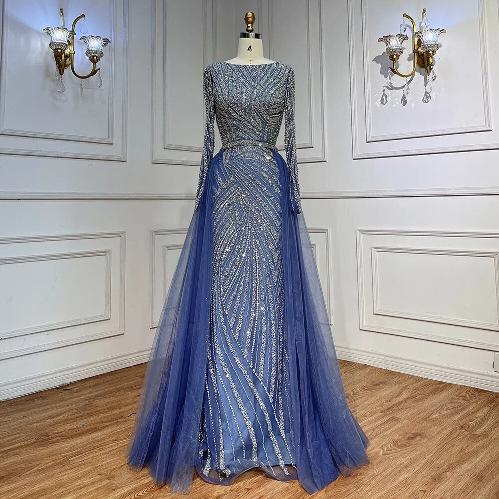 Modest Beaded Luxury Evening Dresses with Detachable Skirt LA71750