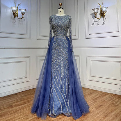 Modest Beaded Luxury Evening Dresses with Detachable Skirt LA71750